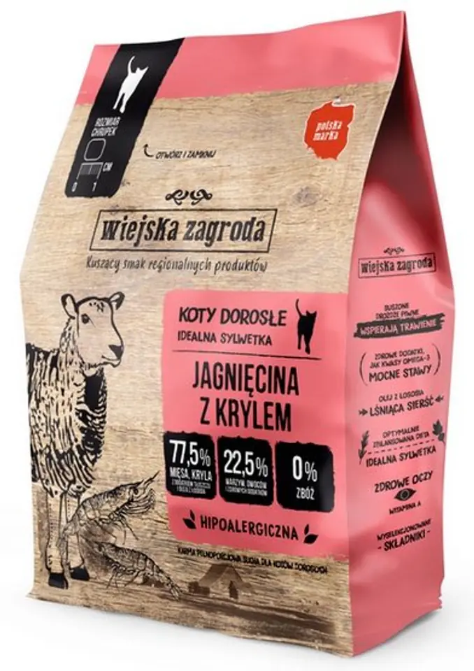 ⁨Wiejska Zagroda Kot - Jagnięcina z krylem 400g⁩ w sklepie Wasserman.eu