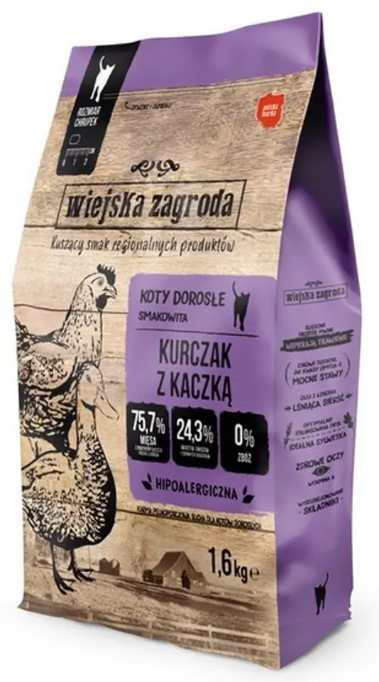 ⁨Wiejska Zagroda Kot - Kurczak z kaczką 1,6kg⁩ w sklepie Wasserman.eu