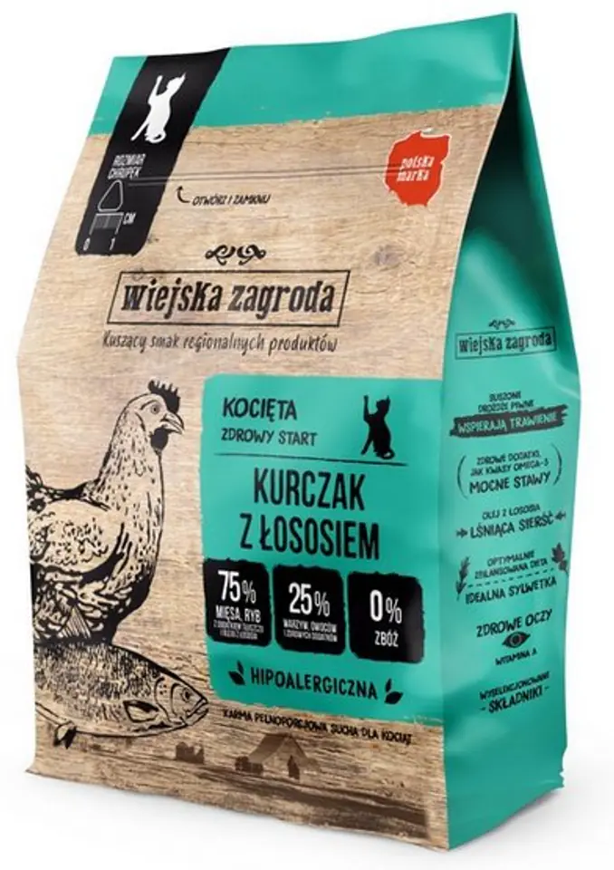 ⁨Wiejska Zagroda Kot - Kurczak z łososiem dla kociąt 400g⁩ w sklepie Wasserman.eu