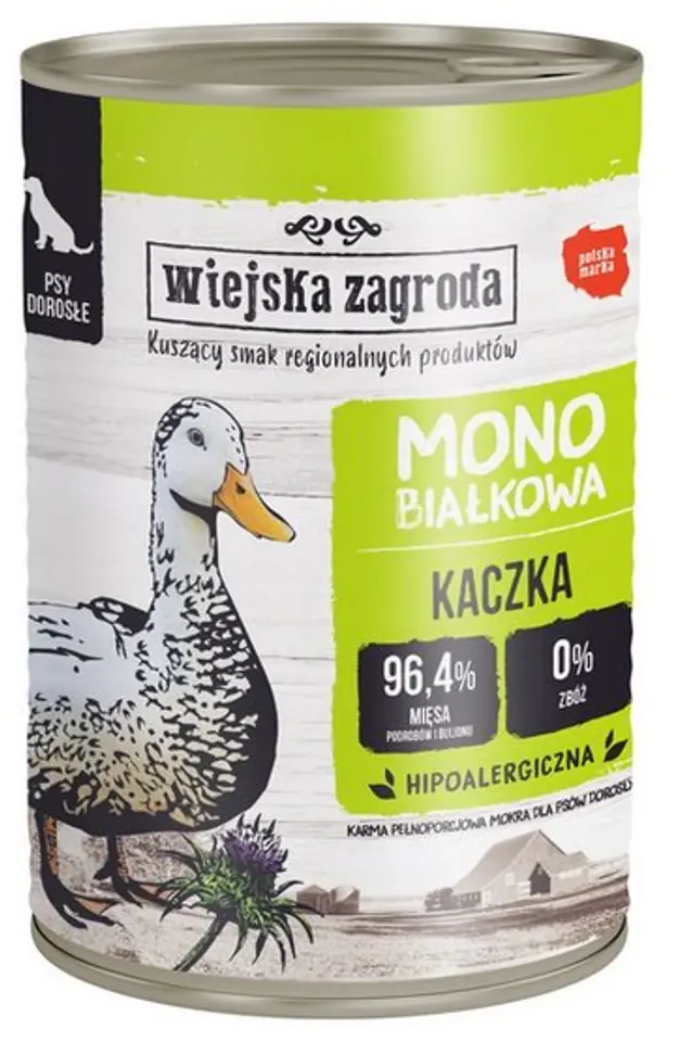 ⁨Wiejska Zagroda Monobiałkowa Kaczka puszka 400g⁩ w sklepie Wasserman.eu