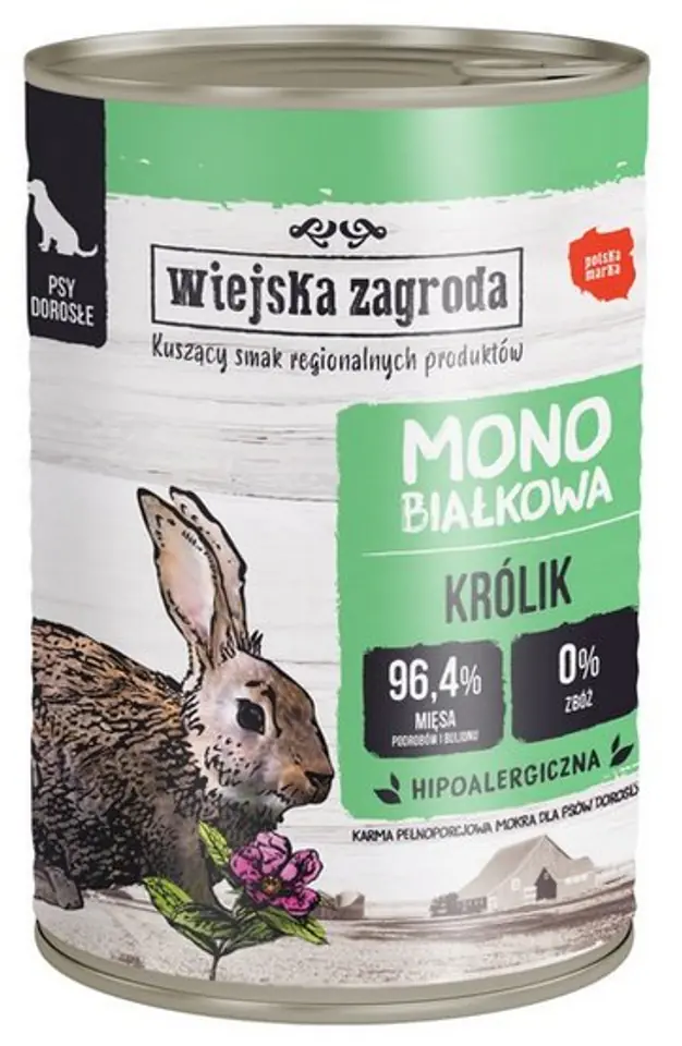 Wiejska Zagroda Monobiałkowa Królik puszka 400g w sklepie Wasserman.eu