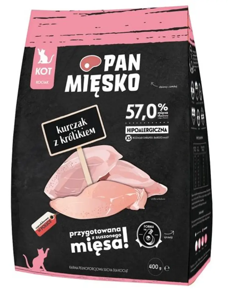 Pan Mięsko Karma sucha dla kociąt - kurczak i królik chrupki XS 400g w sklepie Wasserman.eu