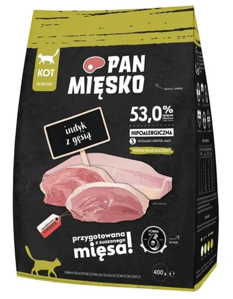 Pan Mięsko Karma sucha dla kota - indyk i gęś chrupki S 400g w sklepie Wasserman.eu