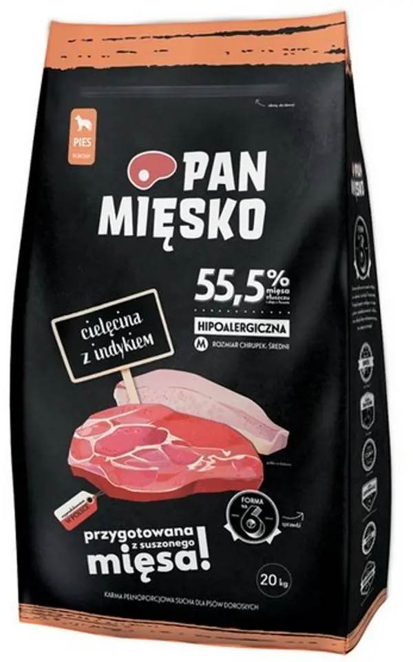 ⁨Pan Mięsko Karma sucha dla psa - cielęcina i indyk chrupki M 20kg⁩ w sklepie Wasserman.eu