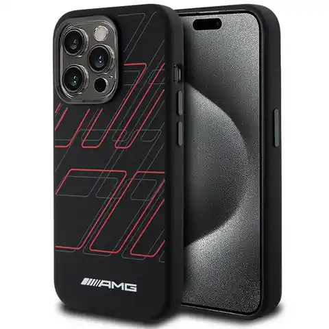⁨AMG AMHMP15L23SSPK iPhone 15 Pro 6.1" czarny/black hardcase Silicone Large Rhombuses Pattern MagSafe⁩ w sklepie Wasserman.eu