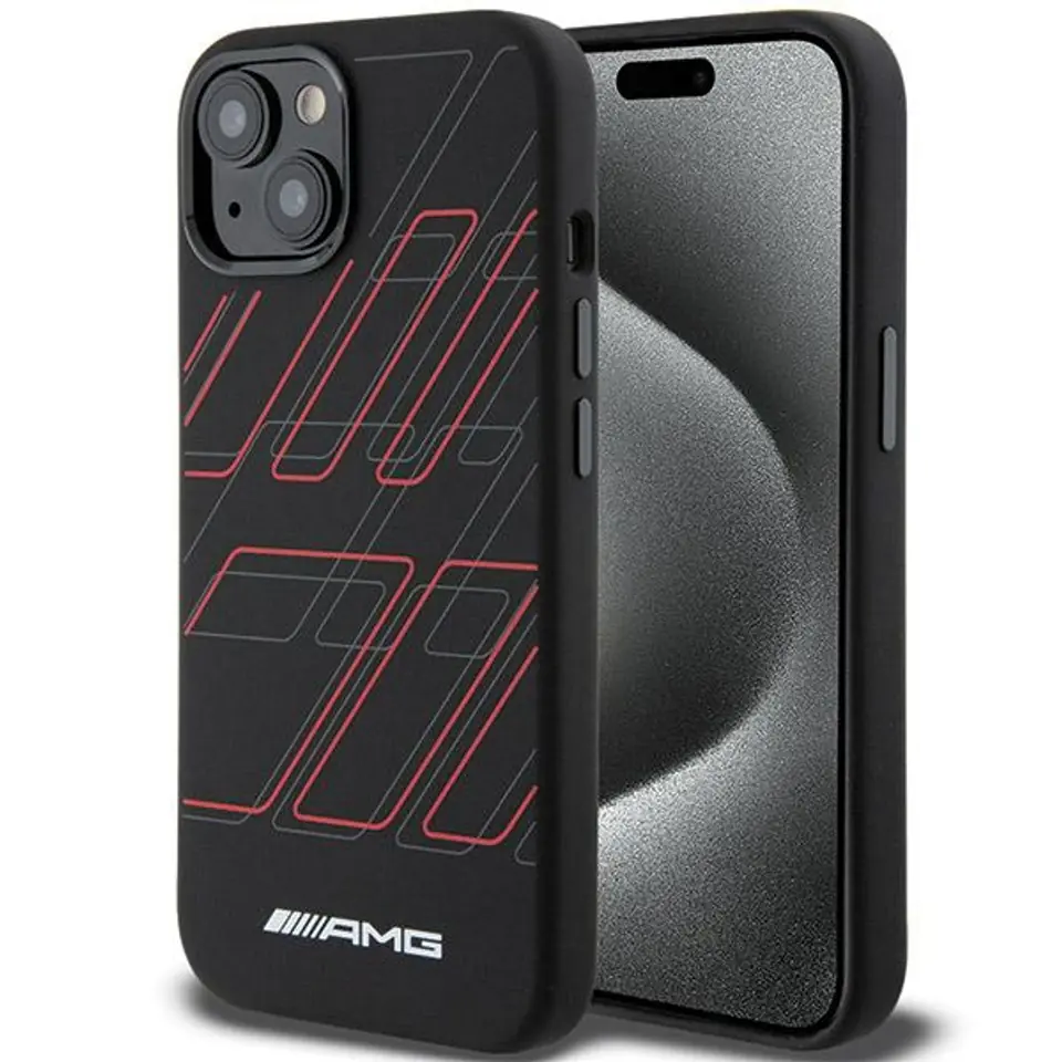 ⁨AMG AMHMP15S23SSPK iPhone 15 / 14 / 13 6.1" czarny/black hardcase Silicone Large Rhombuses Pattern MagSafe⁩ w sklepie Wasserman.eu