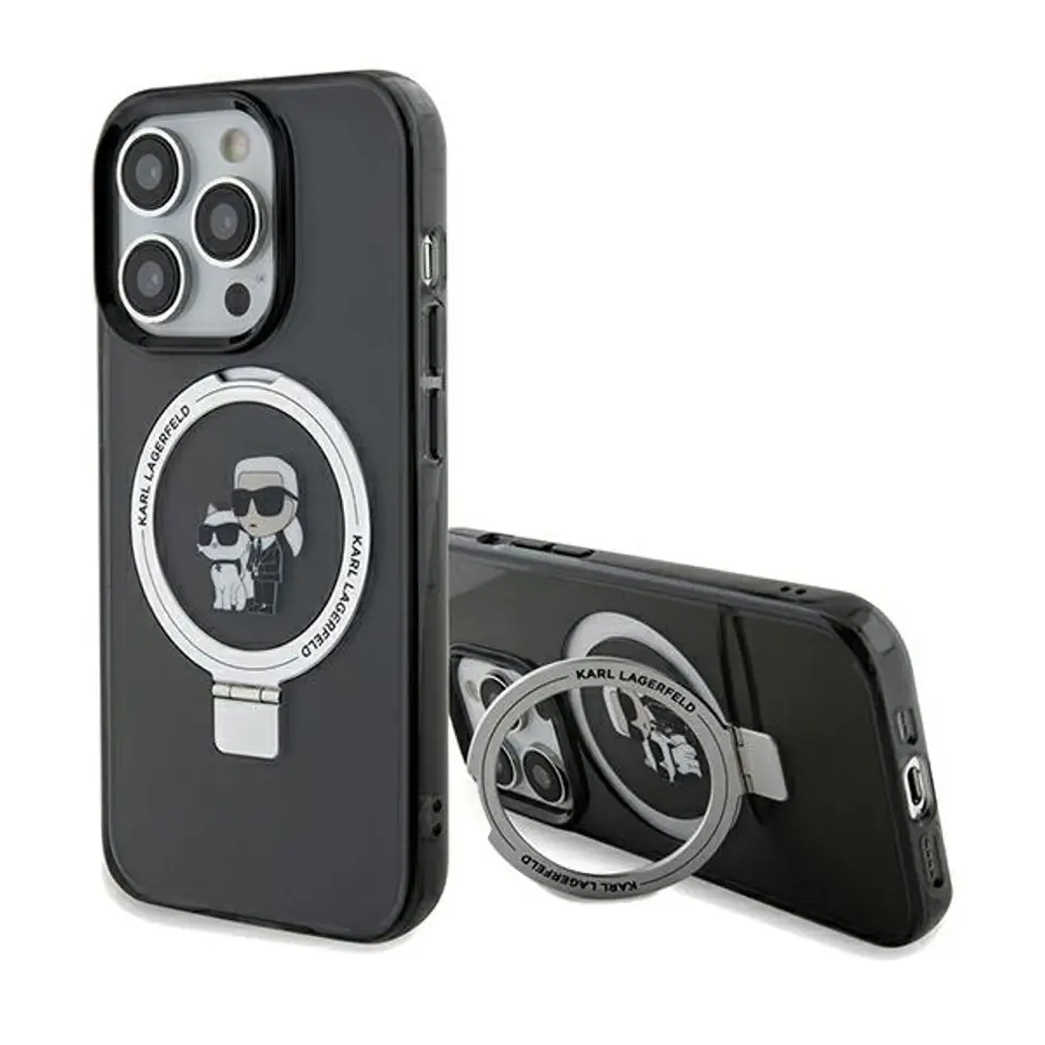 ⁨Karl Lagerfeld KLHMP13XHMRSKCK iPhone 13 Pro Max 6.7" czarny/black hardcase Ring Stand Karl&Choupettte MagSafe⁩ w sklepie Wasserman.eu