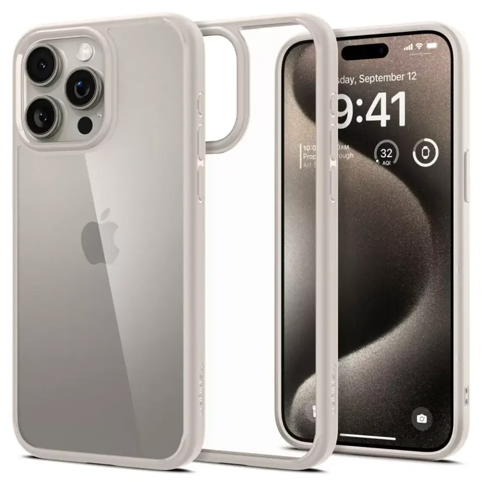 ⁨Etui Spigen Ultra Hybrid do Apple iPhone 15 Pro Max Natural Titanium⁩ w sklepie Wasserman.eu