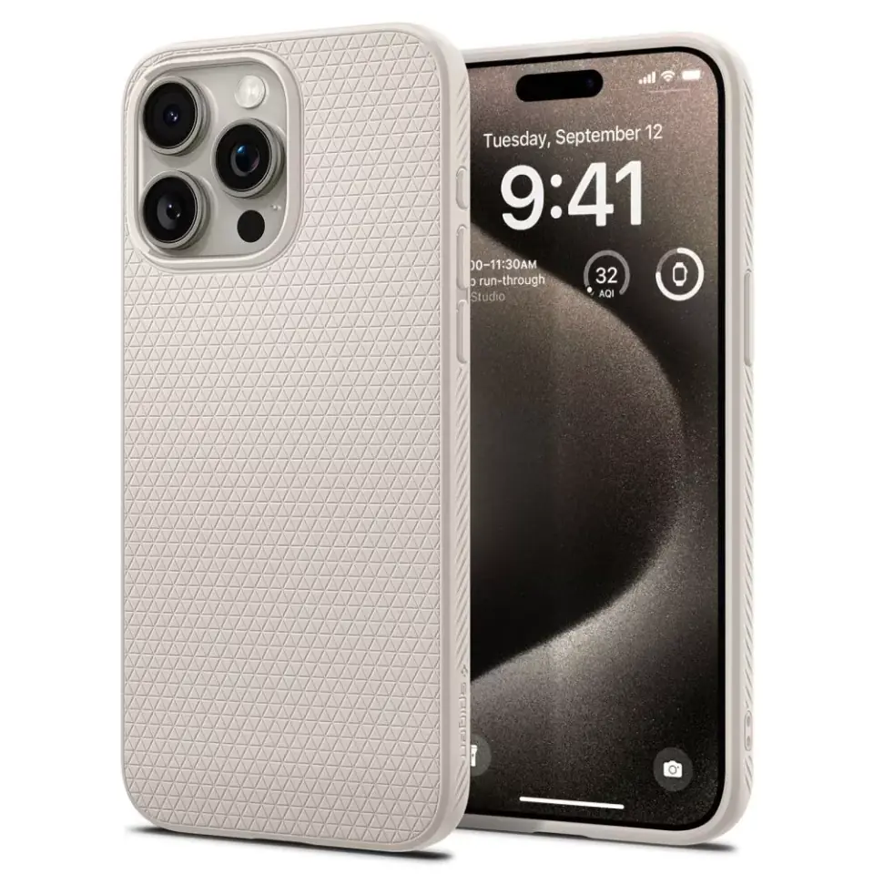 ⁨Etui Spigen Liquid Air do Apple iPhone 15 Pro Max Natural Titanium⁩ w sklepie Wasserman.eu