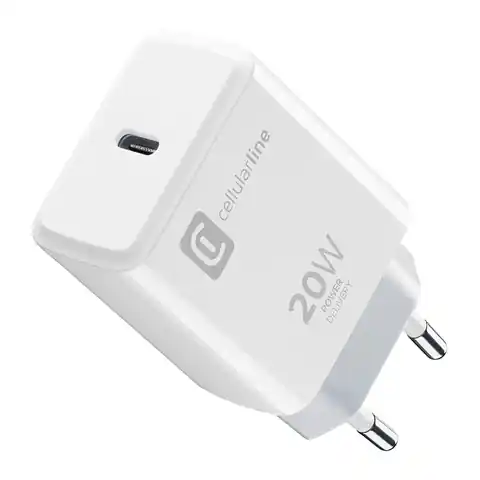 ⁨Cellularline - Ładowarka sieciowa USB-C Power Delivery 20W (Designed for Apple) (biały)⁩ w sklepie Wasserman.eu