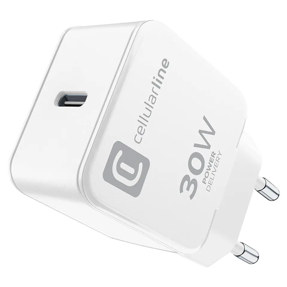 ⁨Cellularline The One - Ładowarka sieciowa USB-C Power Delivery 30W (biały)⁩ w sklepie Wasserman.eu