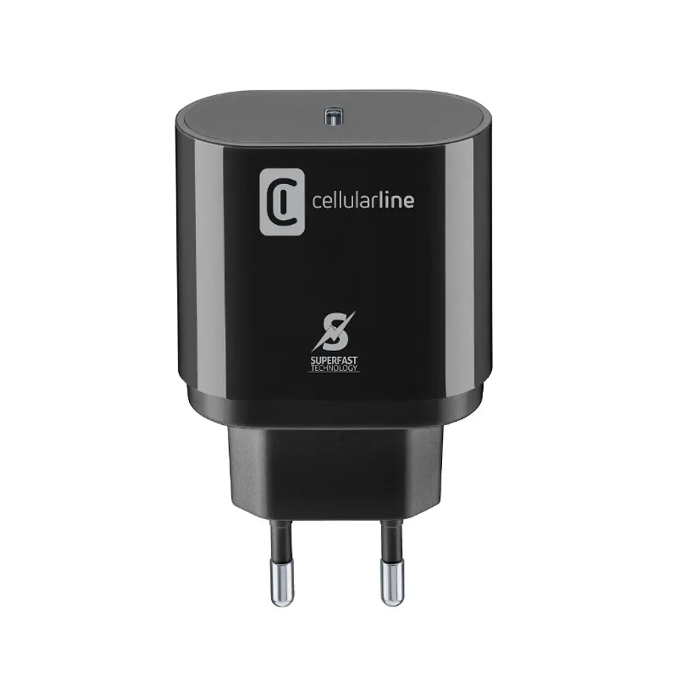 ⁨Cellularline - Ładowarka sieciowa USB-C Super Fast Charger 25W (Designed for Samsung) (czarny)⁩ w sklepie Wasserman.eu