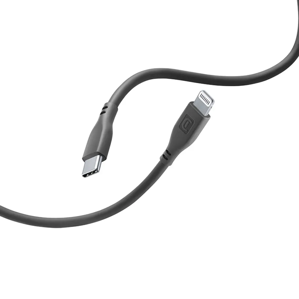 ⁨Cellularline Soft Cable - Kabel USB-C do Lightning certyfikat MFi 1.2 m (czarny)⁩ w sklepie Wasserman.eu