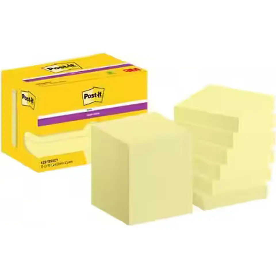 ⁨Bloczek samoprzylepny 47,6x47,6mm 90k żółty (12szt) POST-IT Super Sticky 100% PEFC CH18/0914⁩ w sklepie Wasserman.eu