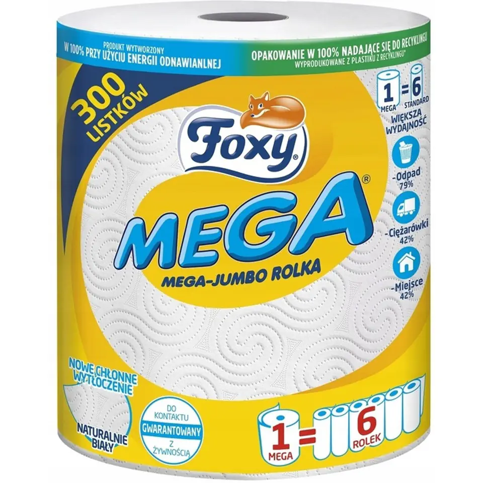 ⁨Ręcznik kuchenny FOXY MEGA JUMBO 300 listków 2 warstwy⁩ w sklepie Wasserman.eu