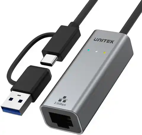 ⁨UNITEK ADAPTER USB-A/USB-C - RJ-45 2.5 GBIT, U1313C⁩ at Wasserman.eu