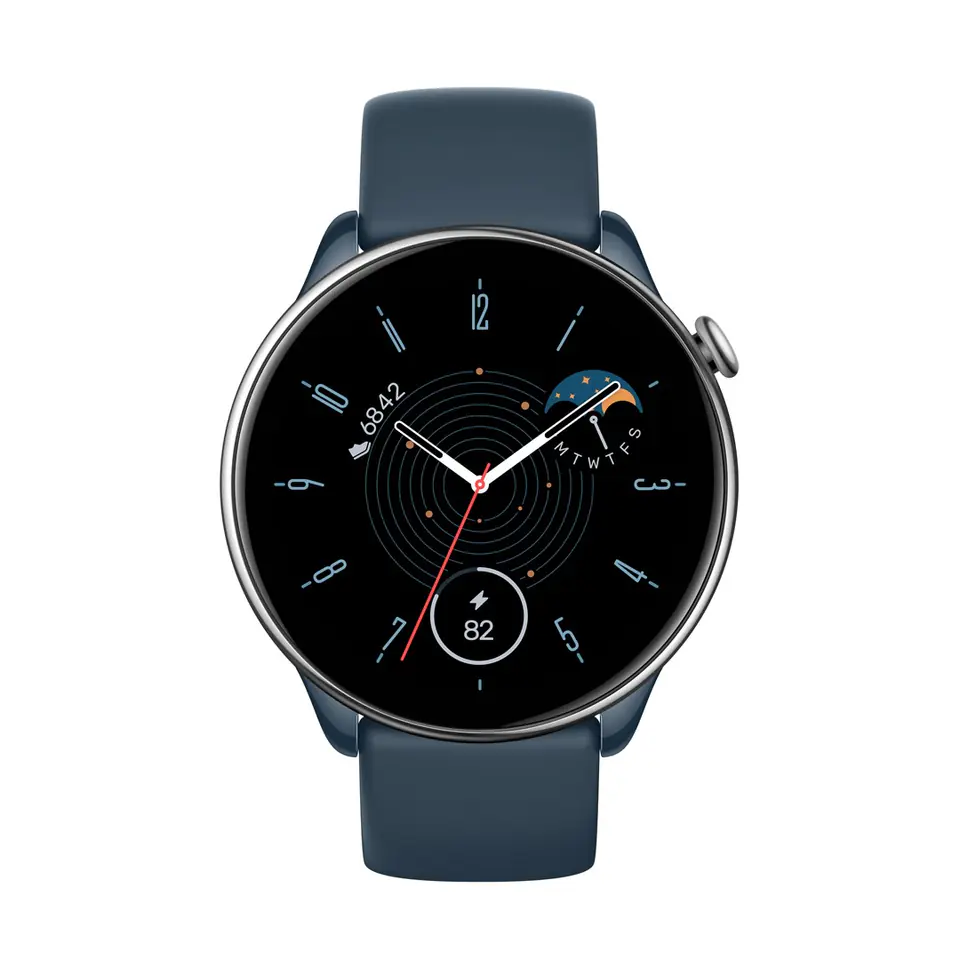 ⁨Amazfit GTR Mini 3.25 cm (1.28") AMOLED 42 mm Digital 416 x 416 pixels Touchscreen Blue, Silver GPS (satellite)⁩ at Wasserman.eu