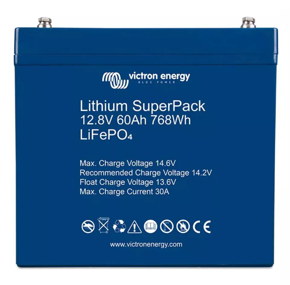 ⁨VICTRON ENERGY LIFEPO4 BATTERY SUPERPACK LIFEPO4 60AH 12V⁩ at Wasserman.eu