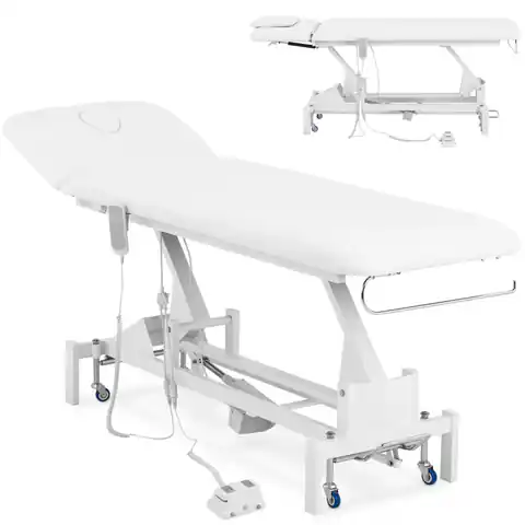 ⁨Łóżko stół kosmetyczny do masażu elektryczny 1 silnik 200 kg LILLE - biały⁩ w sklepie Wasserman.eu