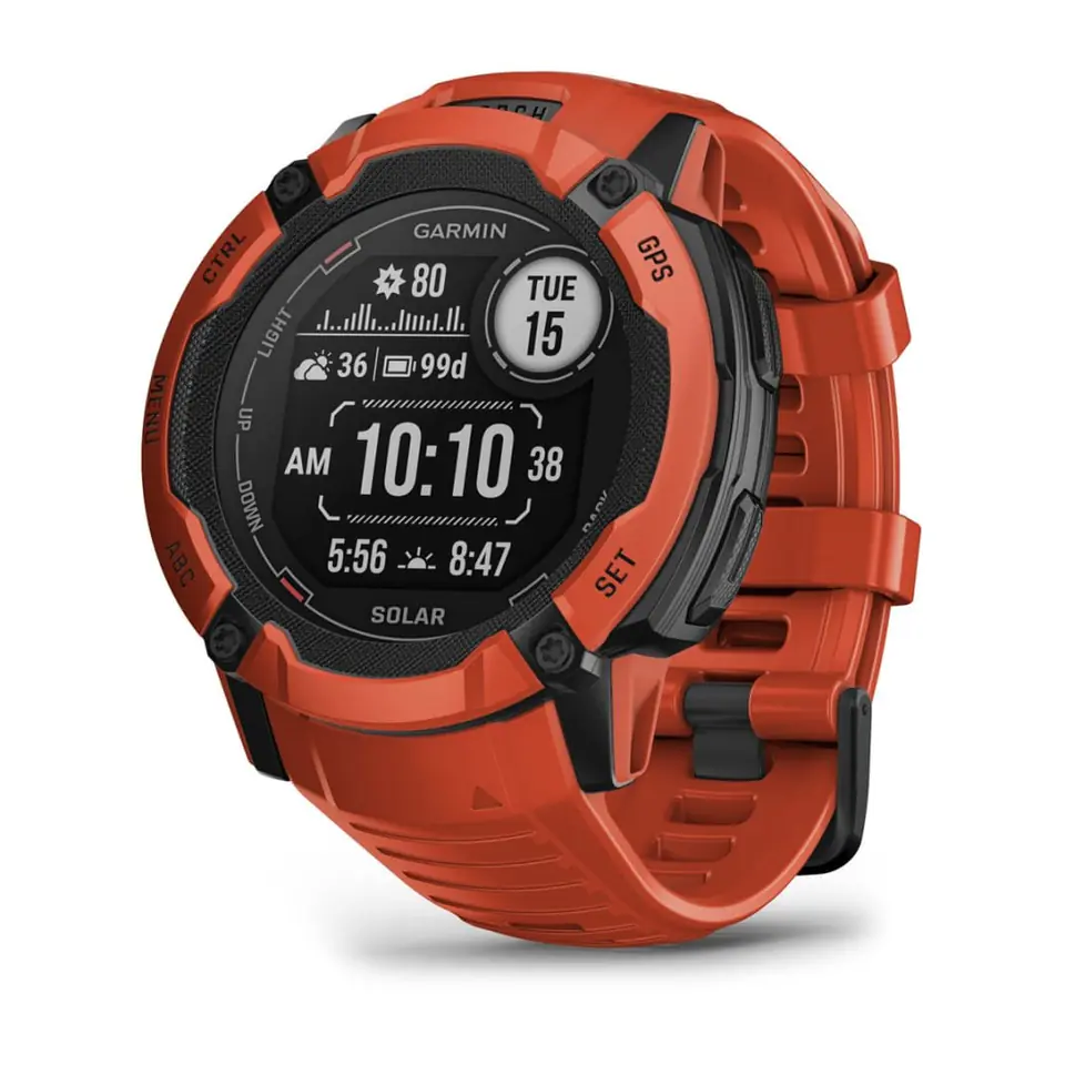 ⁨Garmin Instinct 2X Solar 2.79 cm (1.1") MIP 50 mm Digital 176 x 176 pixels Touchscreen Red GPS (satellite)⁩ at Wasserman.eu