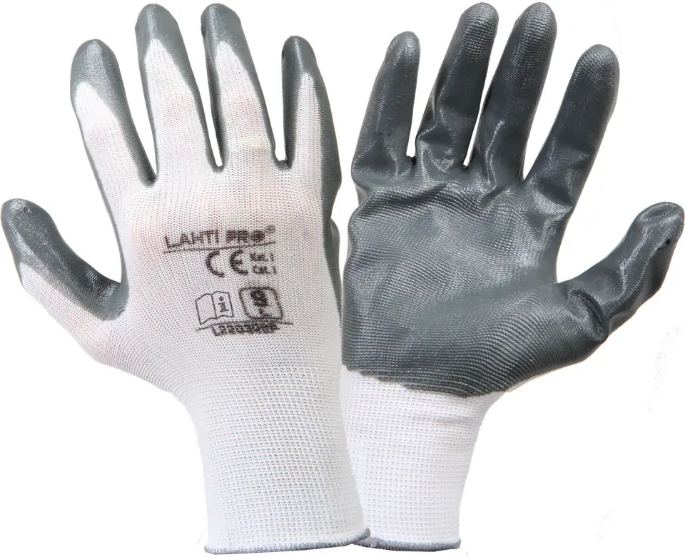 ⁨GLOVES NITRILE GREY-WHITE L220308P, 12 PAIRS, "8", CE, LAHTI⁩ at Wasserman.eu