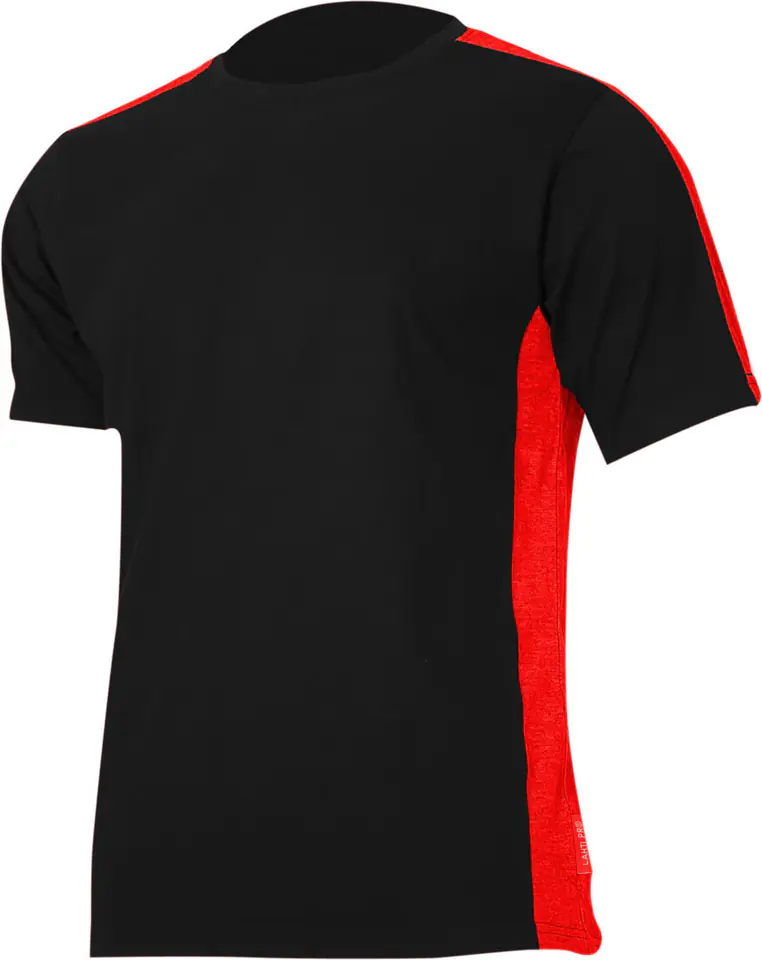 ⁨KOSZULKA T-SHIRT 180G/M2, CZARNO-CZERW., "S", CE, LAHTI⁩ w sklepie Wasserman.eu