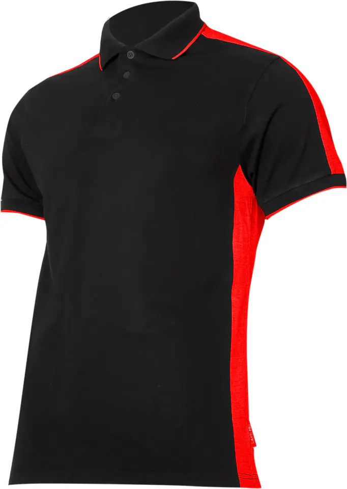 ⁨POLO SHIRT 190G/M2, BLACK-RED, "L", CE, LAHTI⁩ at Wasserman.eu