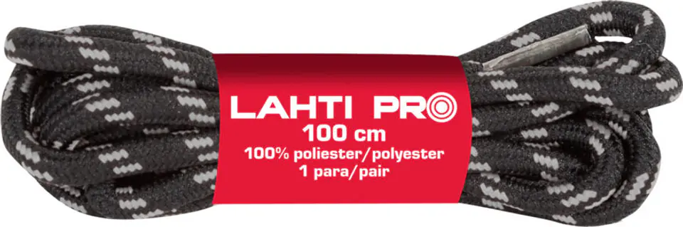 ⁨LACES, ROUND, BLACK-GREY, L904025P, 10 PAIRS, 150CM, LAHTI⁩ at Wasserman.eu