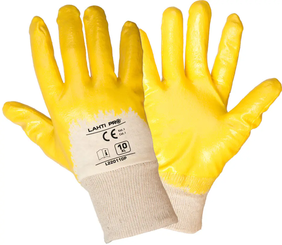 GLOVES NITRYL YELL-WHITE L220109P, 12 PAIRS, "9", CE, LAHTI at Wasserman.eu