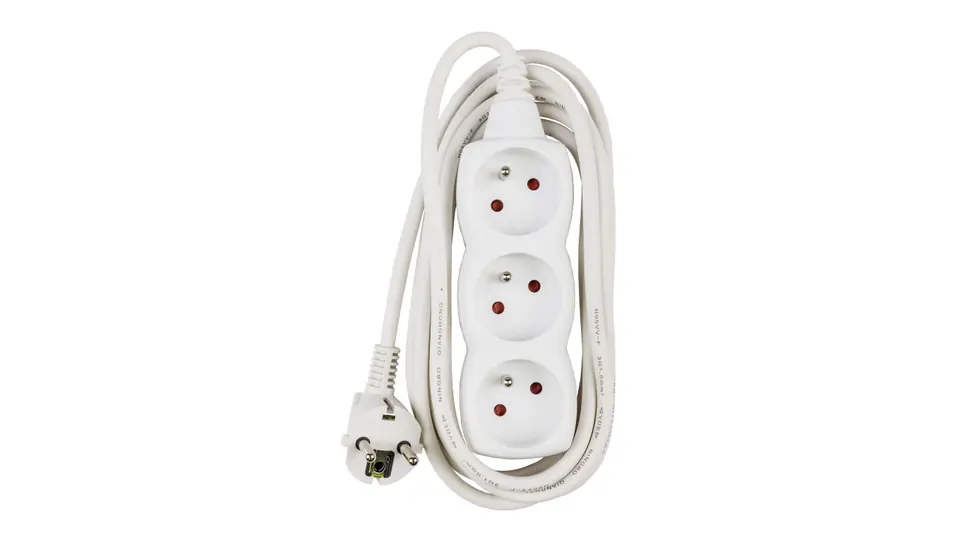 ⁨Emos white current extension cord (3 slots, 3 m)⁩ at Wasserman.eu