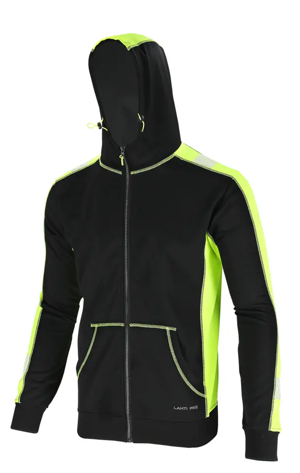 ⁨HOODIE WITH REFLECTIVE TAPES BLACK-YELLOW, "S", CE, LAHTI⁩ at Wasserman.eu