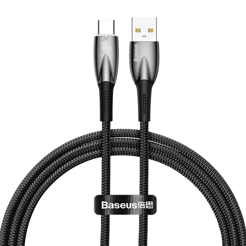 ⁨Wytrzymały elastyczny kabel do szybkiego ładowania USB-A - USB-C 100W 1m czarny⁩ w sklepie Wasserman.eu