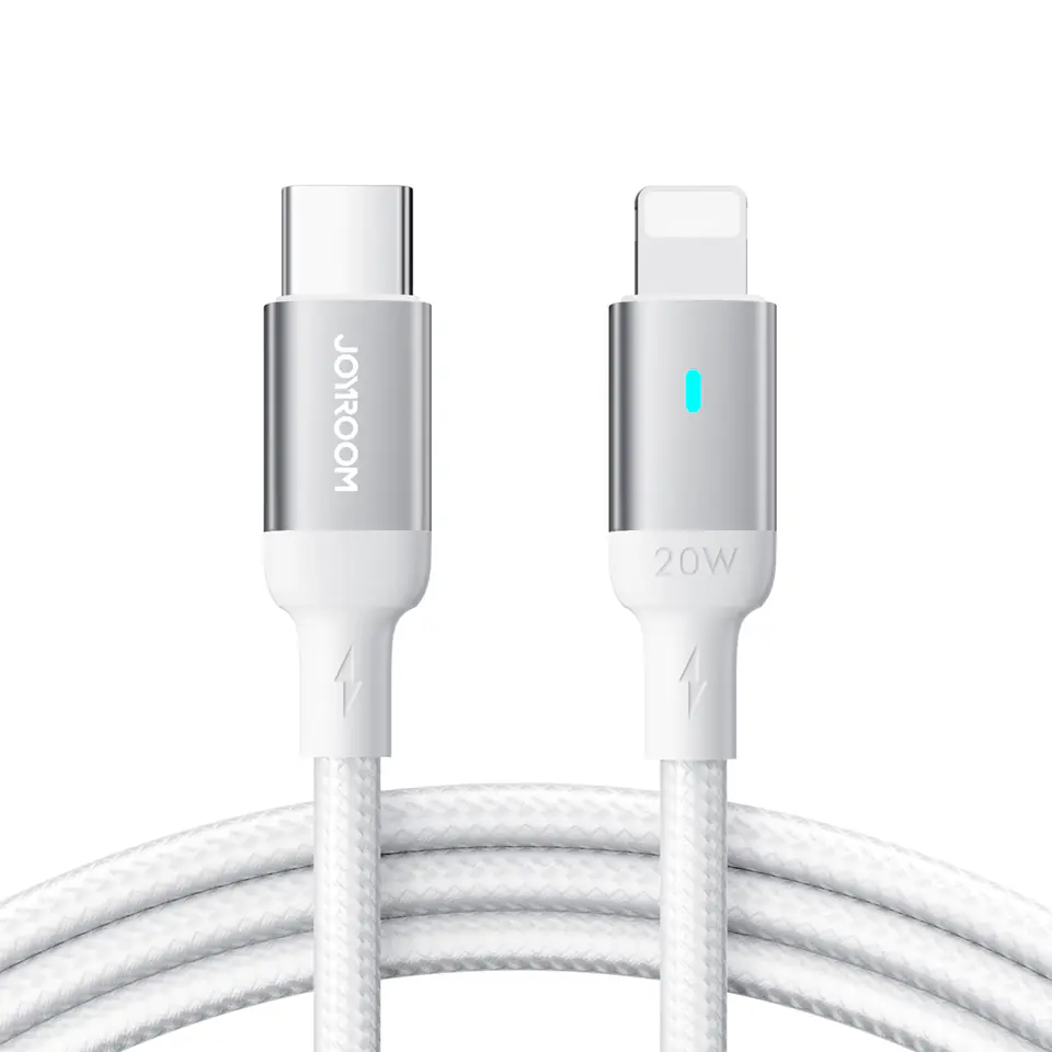 ⁨Kabel przewód USB-C - Lightning ze wskaźnikiem LED 20W A10 Series 1.2 m biały⁩ w sklepie Wasserman.eu