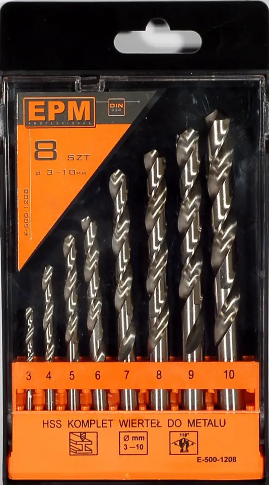 ⁨ZESTAW WIERTEŁ HSS DO METALU 3-10MM 8SZT.⁩ w sklepie Wasserman.eu