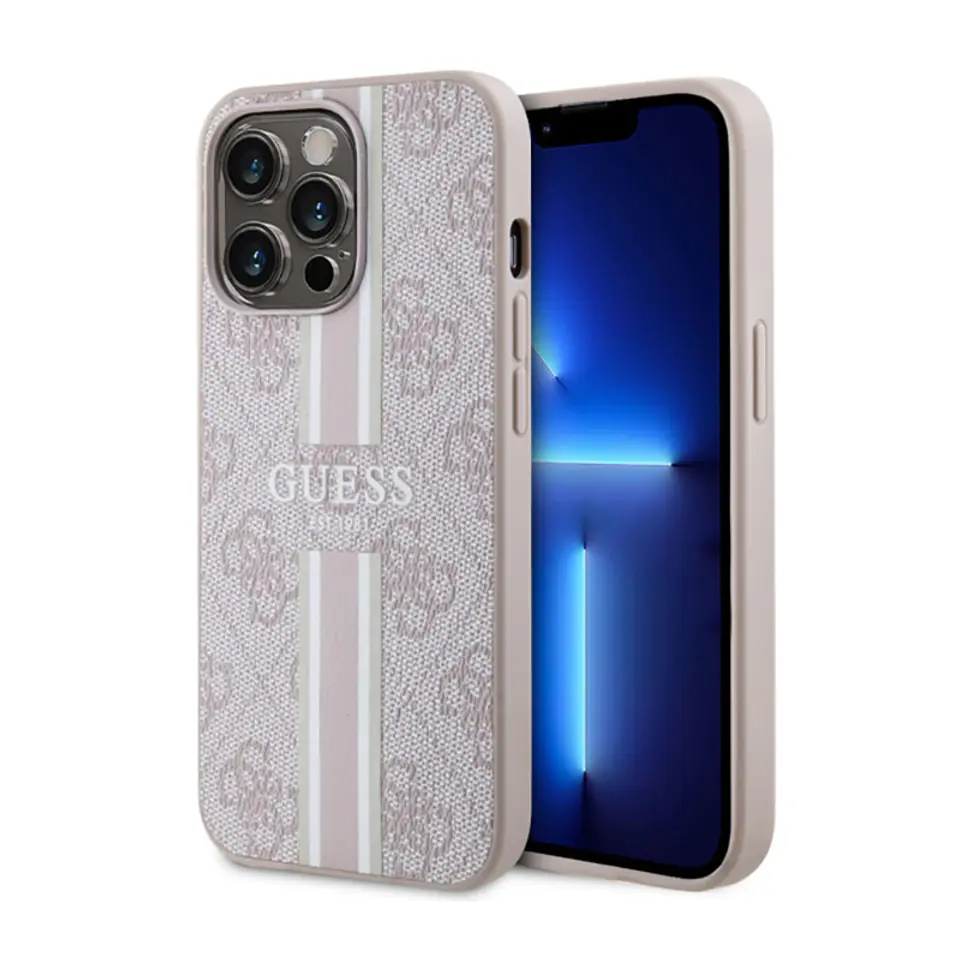 ⁨Guess 4G Printed Stripes MagSafe - Etui iPhone 13 Pro Max (Różowy)⁩ w sklepie Wasserman.eu