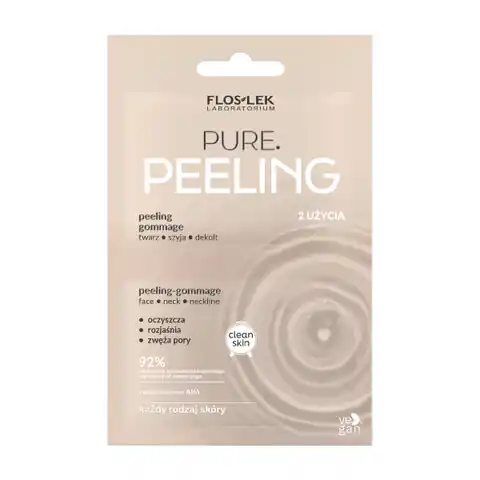⁨FLOSLEK Clean Skin Peeling Gommage Pure na twarz,szyję i dekolt - każdy rodzaj skóry 2x4ml⁩ w sklepie Wasserman.eu