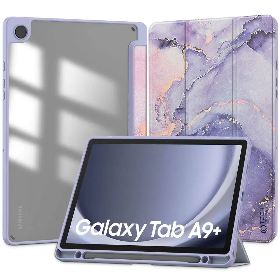 ⁨Etui SAMSUNG GALAXY TAB A9+ Tech-Protect SC Pen Hybrid Marble fioletowe⁩ w sklepie Wasserman.eu