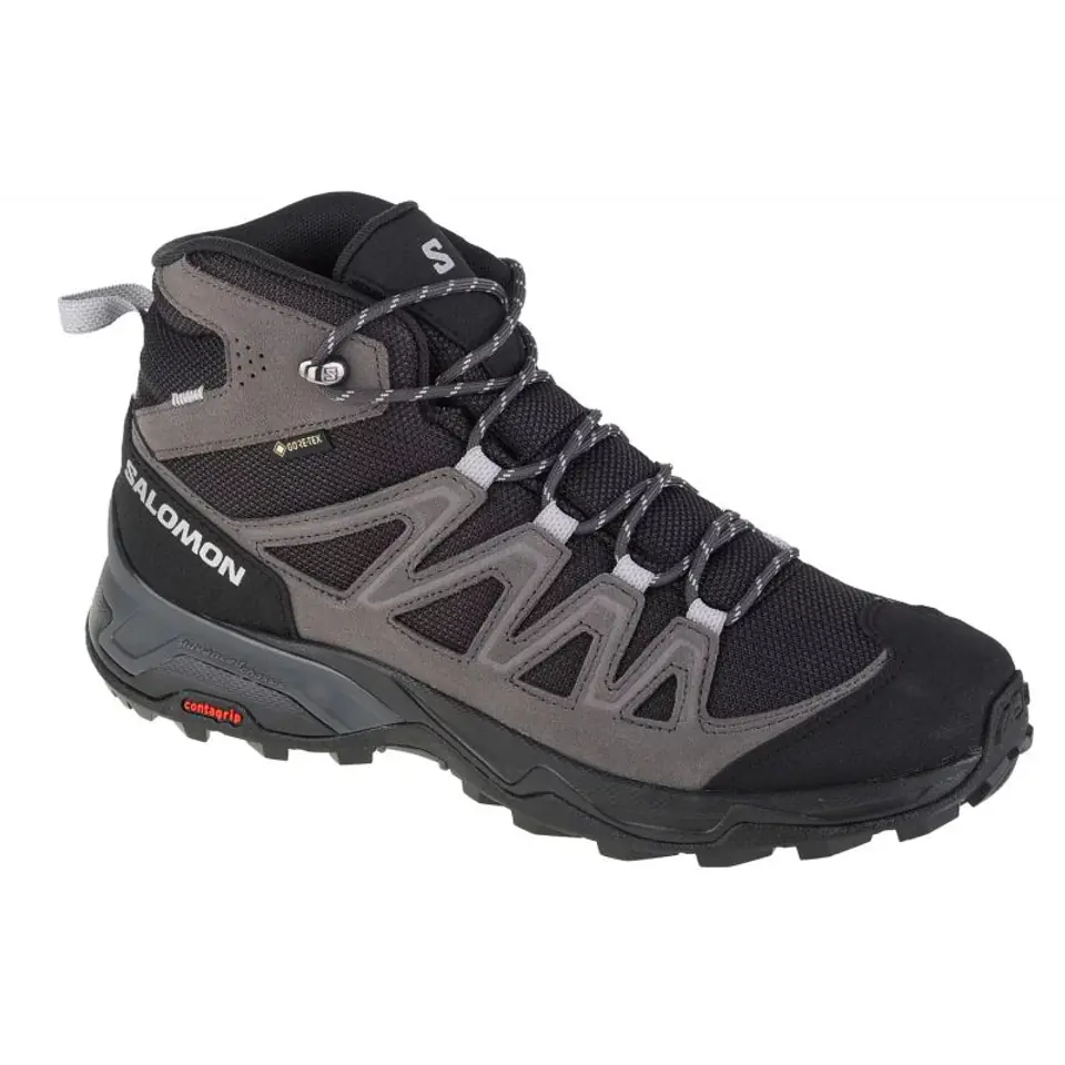 ⁨Buty Salomon X Ward Leather Mid GTX M (kolor Szary/Srebrny, rozmiar 41 1/3)⁩ w sklepie Wasserman.eu