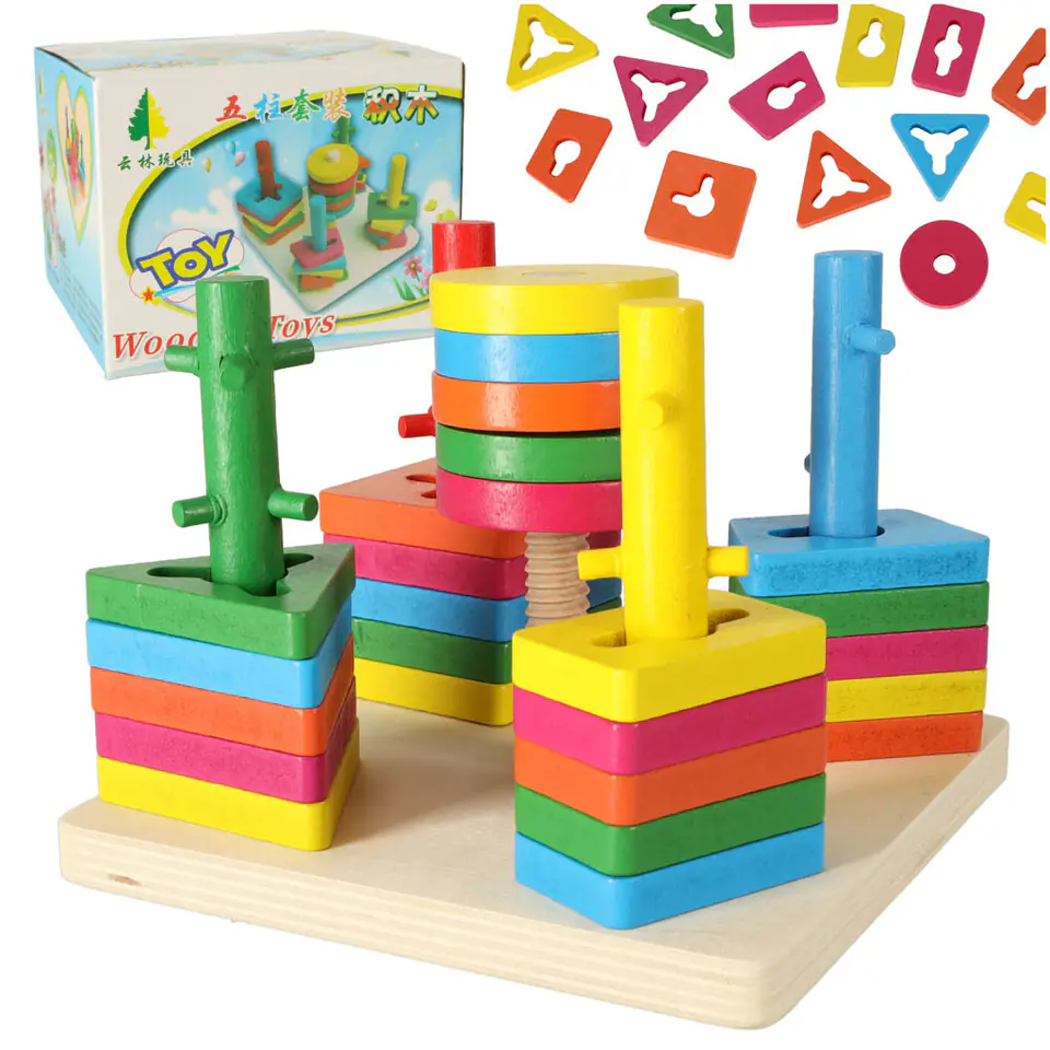 ⁨Sorter wooden arcade puzzle 5 towers⁩ at Wasserman.eu