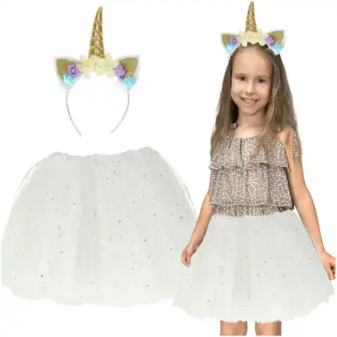 ⁨Costume carnival costume Unicorn headband + skirt white 3-6lat⁩ at Wasserman.eu