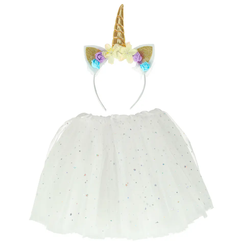 ⁨Costume carnival costume Unicorn headband + skirt white 3-6lat⁩ at Wasserman.eu