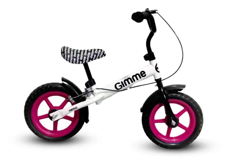 ⁨Rowerek biegowy z hamulcem Nemo 11" różowy 3+ GIMME⁩ w sklepie Wasserman.eu