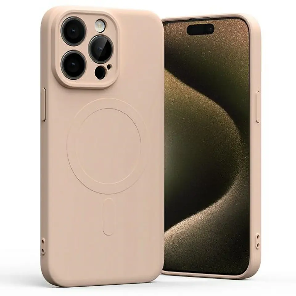 ⁨Mercury MagSafe Semi-Silicone iPhone 15Pro Max 6,7" różowo-piaskowy /pink sand⁩ w sklepie Wasserman.eu