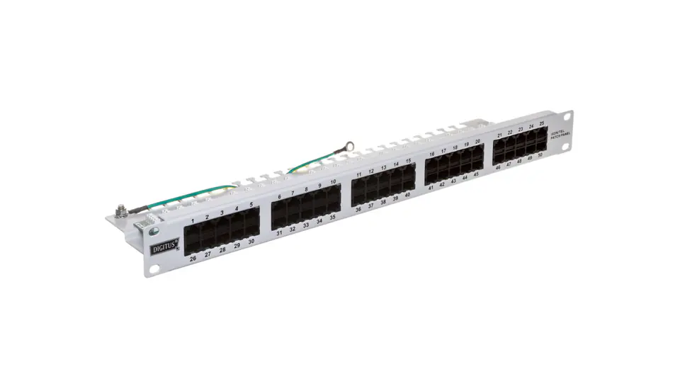 ⁨Patch telephone panel ISDN 19inch 50xRJ45 U/UTP cat.3 1U gray DN-91350-1⁩ at Wasserman.eu