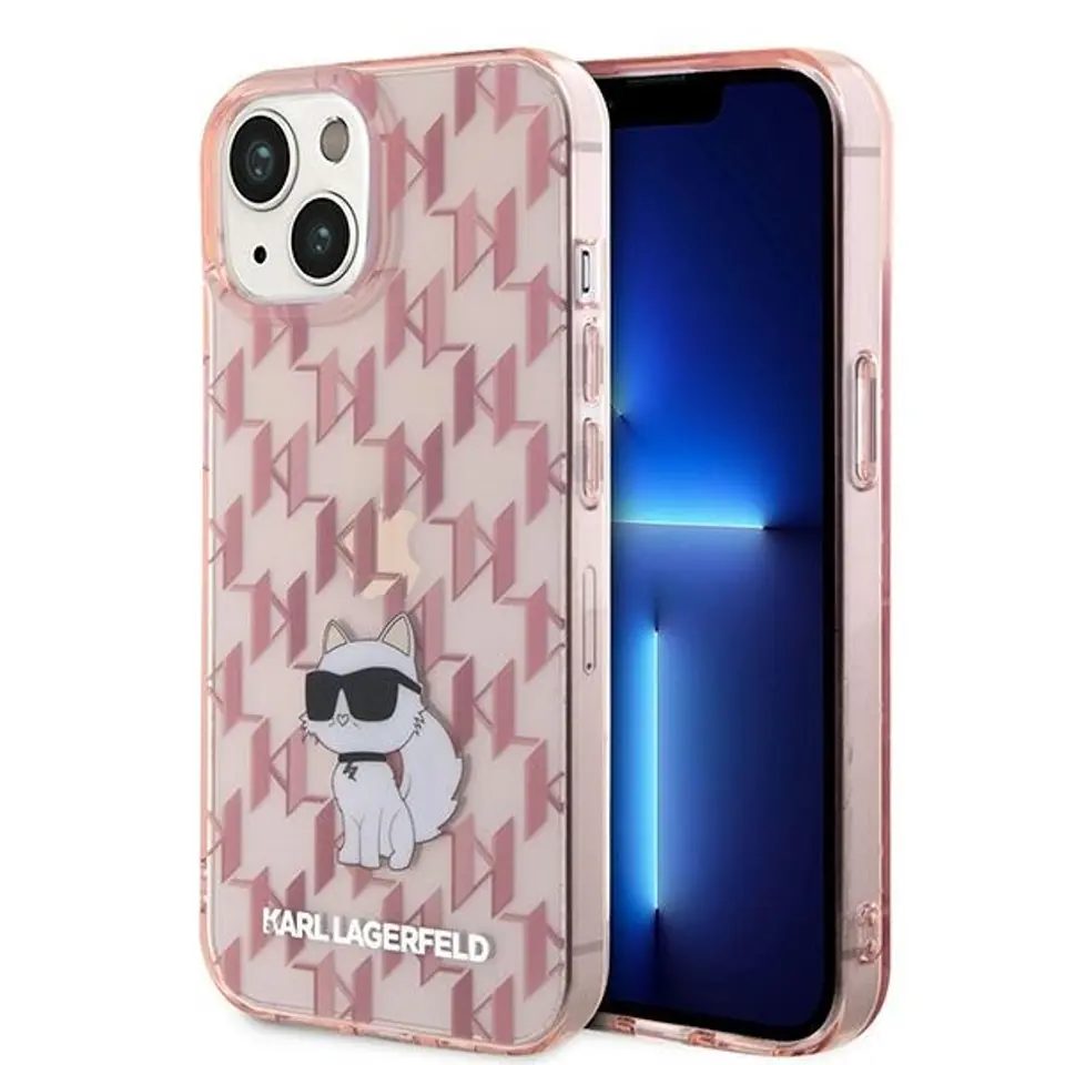 ⁨Karl Lagerfeld KLHCP15SHNCMKLP iPhone 15 / 14 / 13 6.1" różowy/pink hardcase Monogram Choupette⁩ w sklepie Wasserman.eu