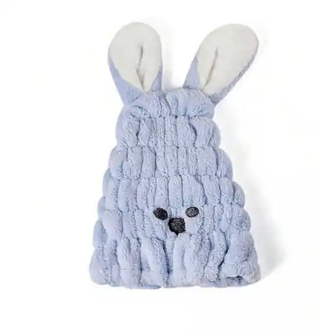 ⁨Ręcznik turban na włosy szybkoschnący - niebieski króliczek REC55WZ2⁩ w sklepie Wasserman.eu