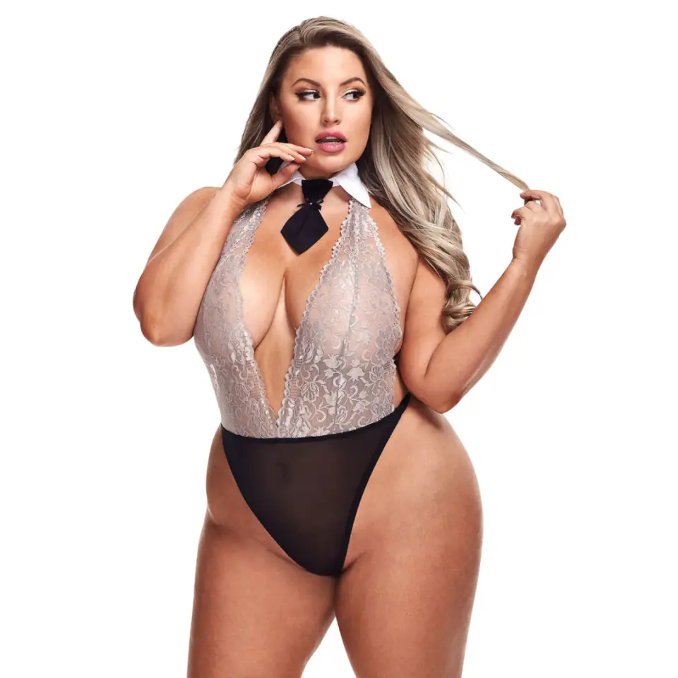 Baci 2-częściowe koronkowe body Queen z kołnierzykiem i krawatem w sklepie Wasserman.eu