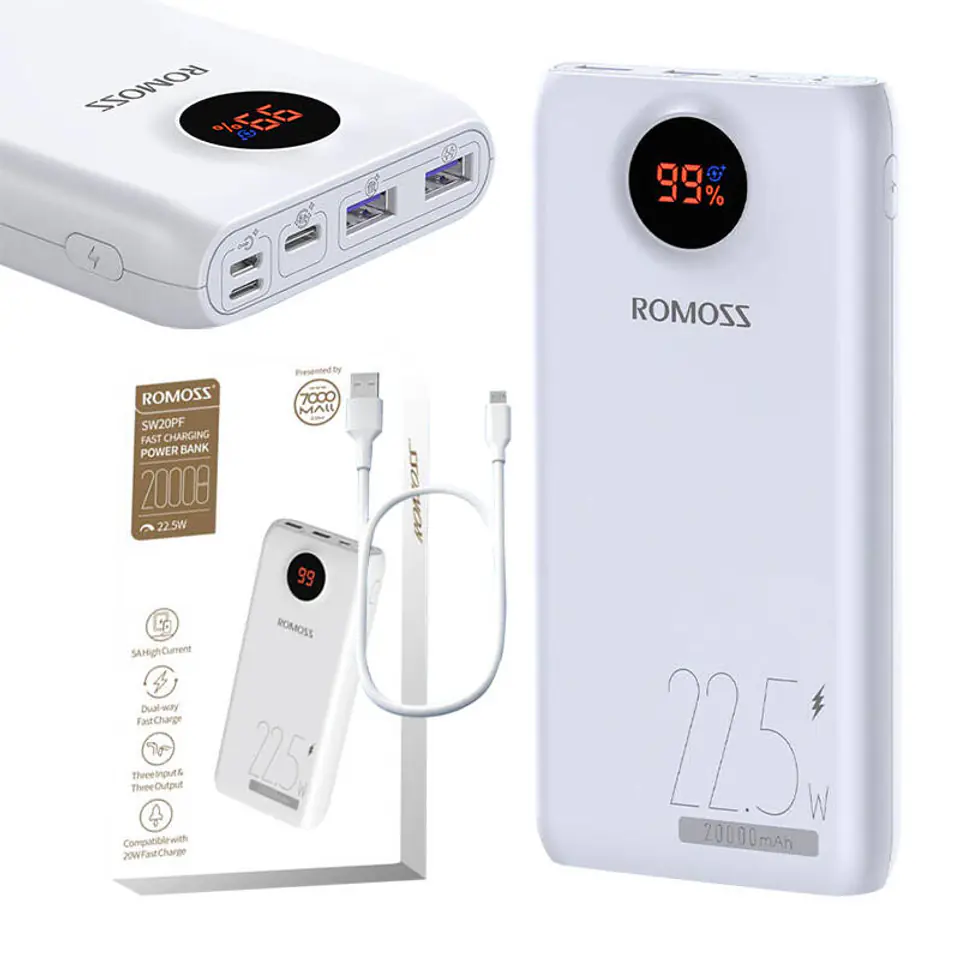 ⁨Romoss SW20PF 20000mAh Powerbank, 22.5W (white)⁩ at Wasserman.eu