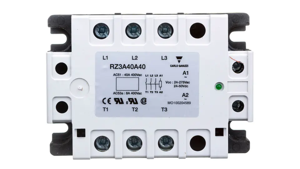 ⁨Przekaźnik półprzewodnikowy trójfazowe 24-440V AC 40A 24-275VAC/24-50VDC RZ3A40A40⁩ w sklepie Wasserman.eu