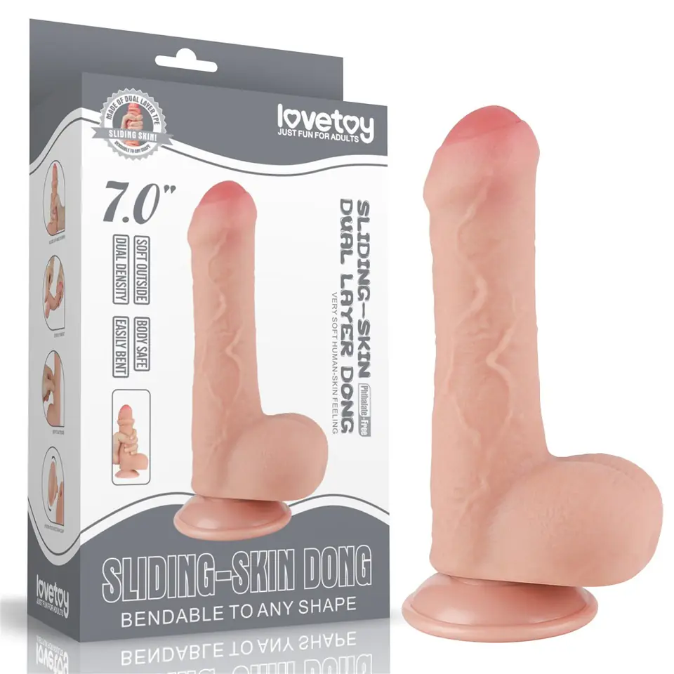 ⁨DILDO 7'' SLIDING SKIN DUAL LAYER DONG FLESH⁩ w sklepie Wasserman.eu